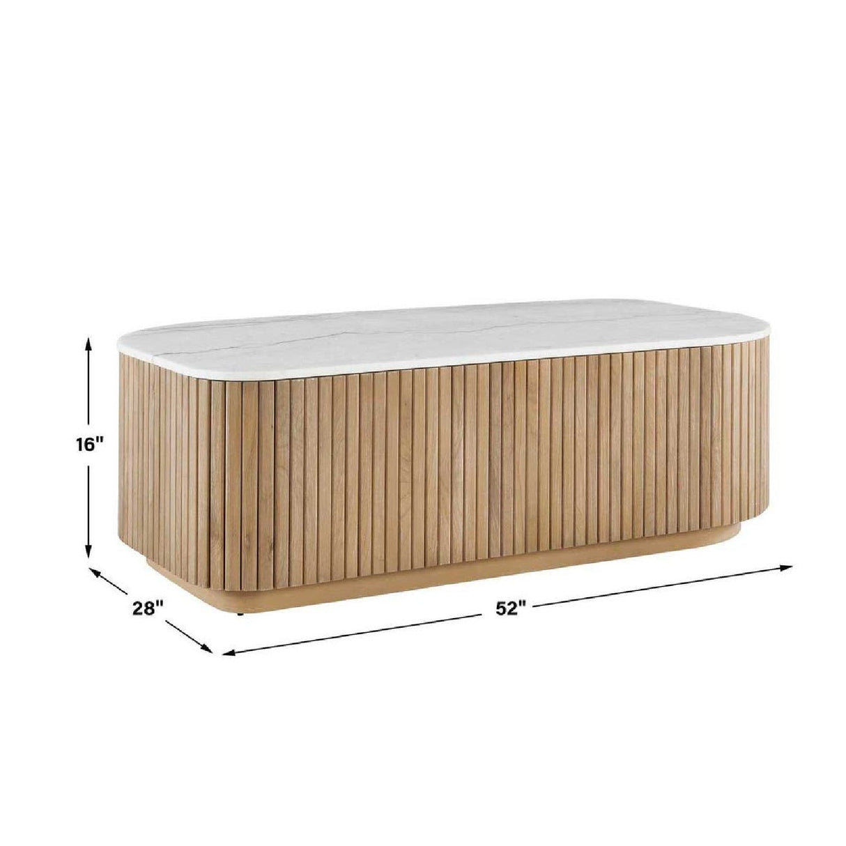Reeded Base Marble Coffee Table by Uttermost Arik, alternate view 4