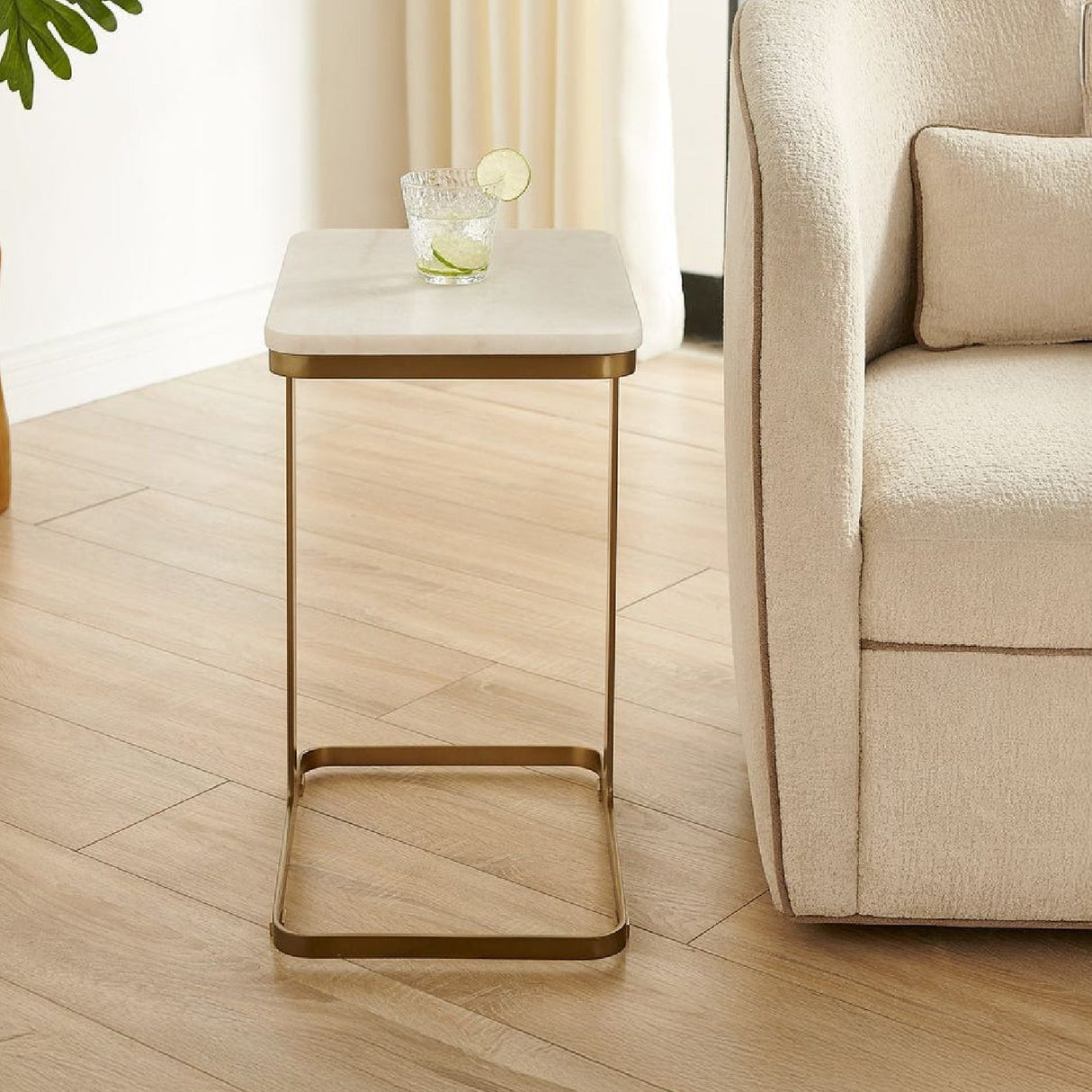 White Marble End Table by Uttermost Tylan, alternate view 7