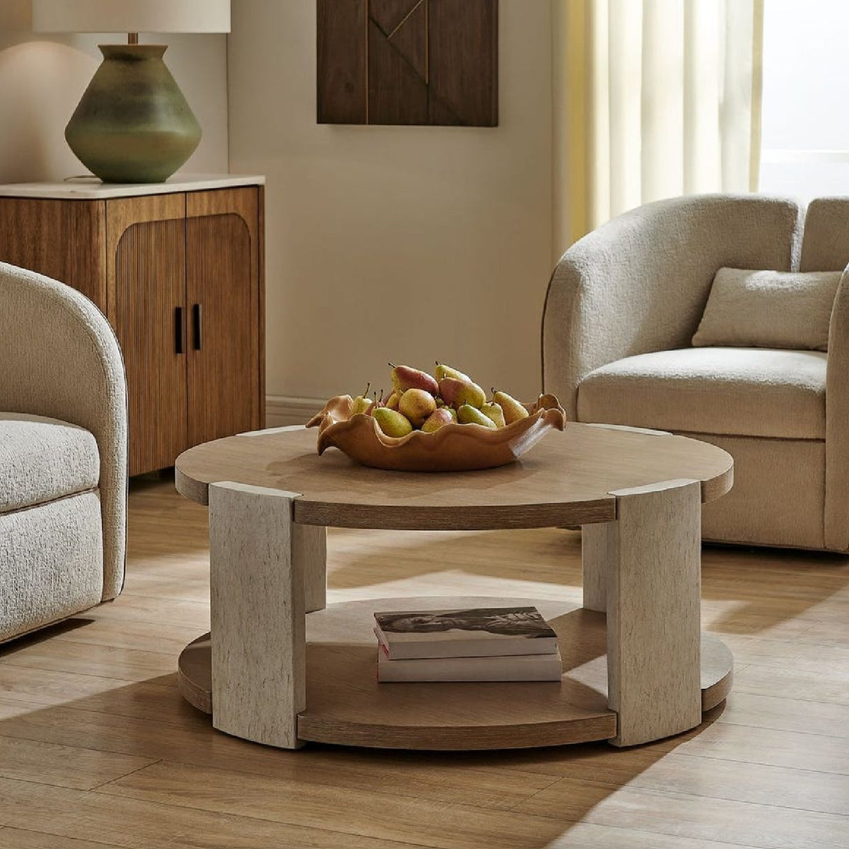 Oak Round Coffee Table by Uttermost Maulet, alternate view 2