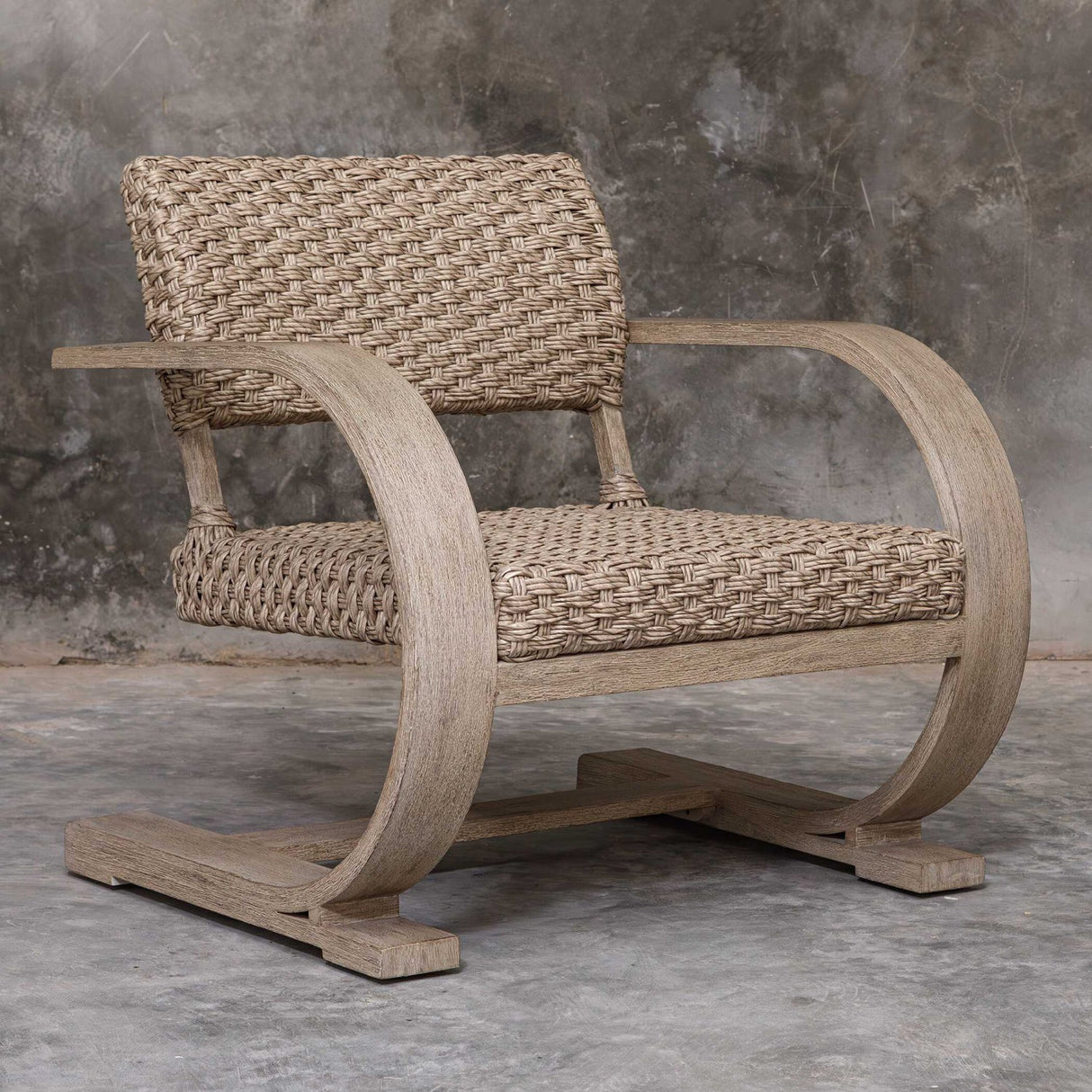 Modern European furniture - Curved Mahogany Outdoor Lounge Chair - www.oroa.com