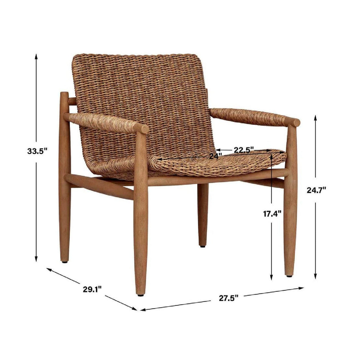 Wicker Scooped Outdoor Lounge Chair by Uttermost Sumba, alternate view 7