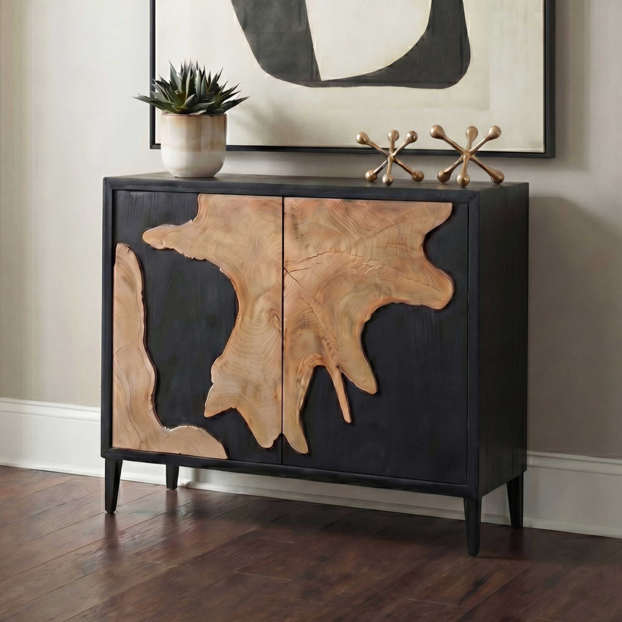Black Wooden 2-Door Cabinet by Uttermost Andrei, alternate view 2