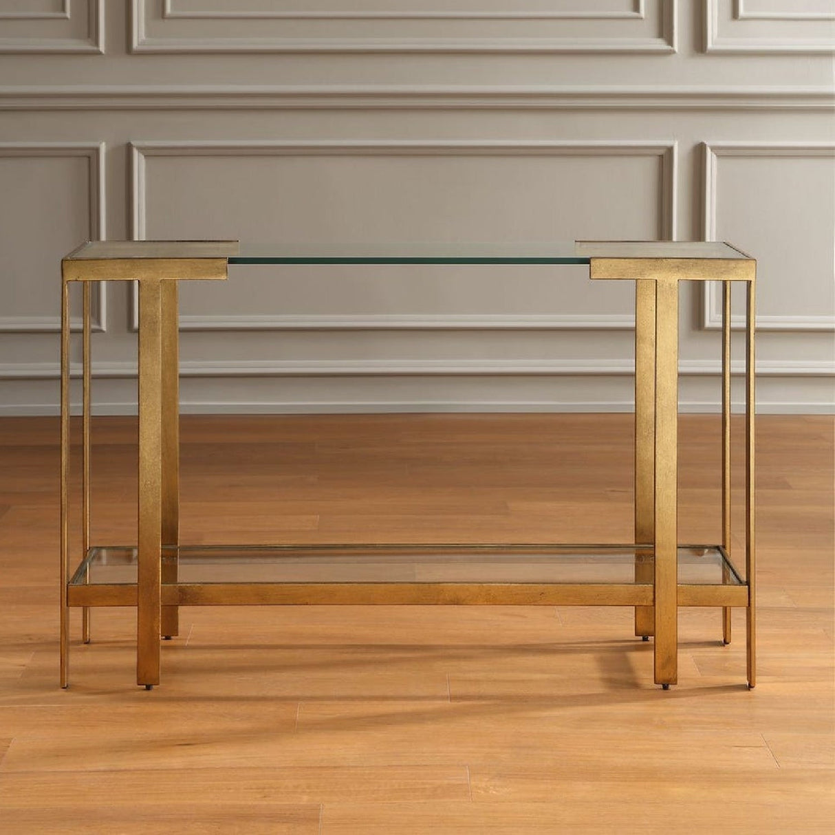 Gold Framed Glass Console Table by Uttermost Kendrick, alternate view 9