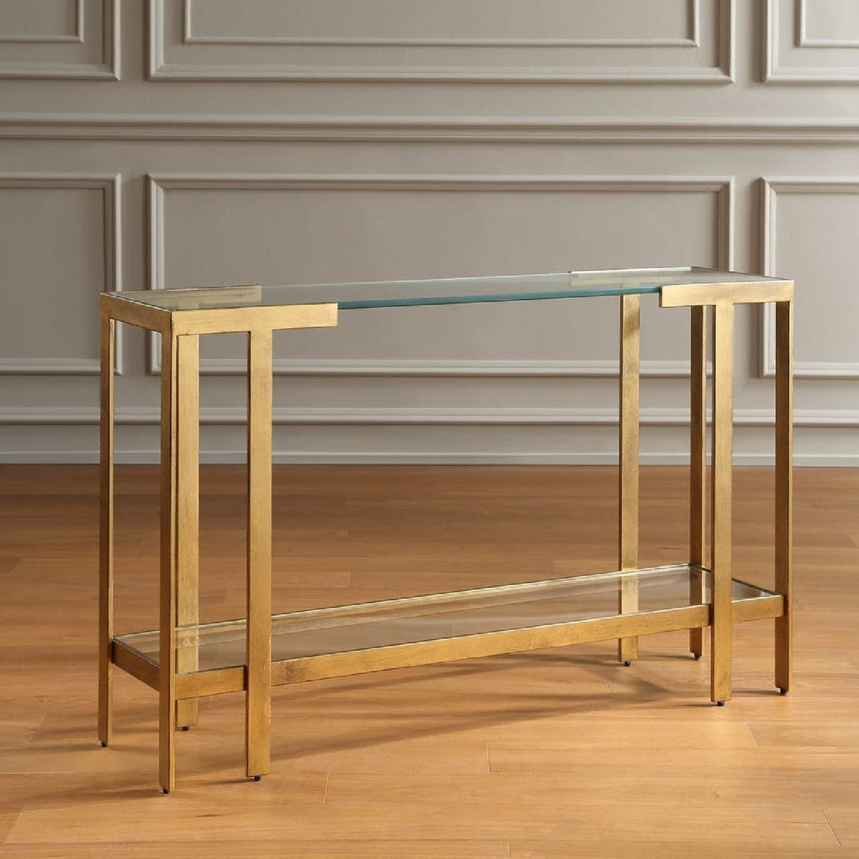 Gold Framed Glass Console Table by Uttermost Kendrick, alternate view 8