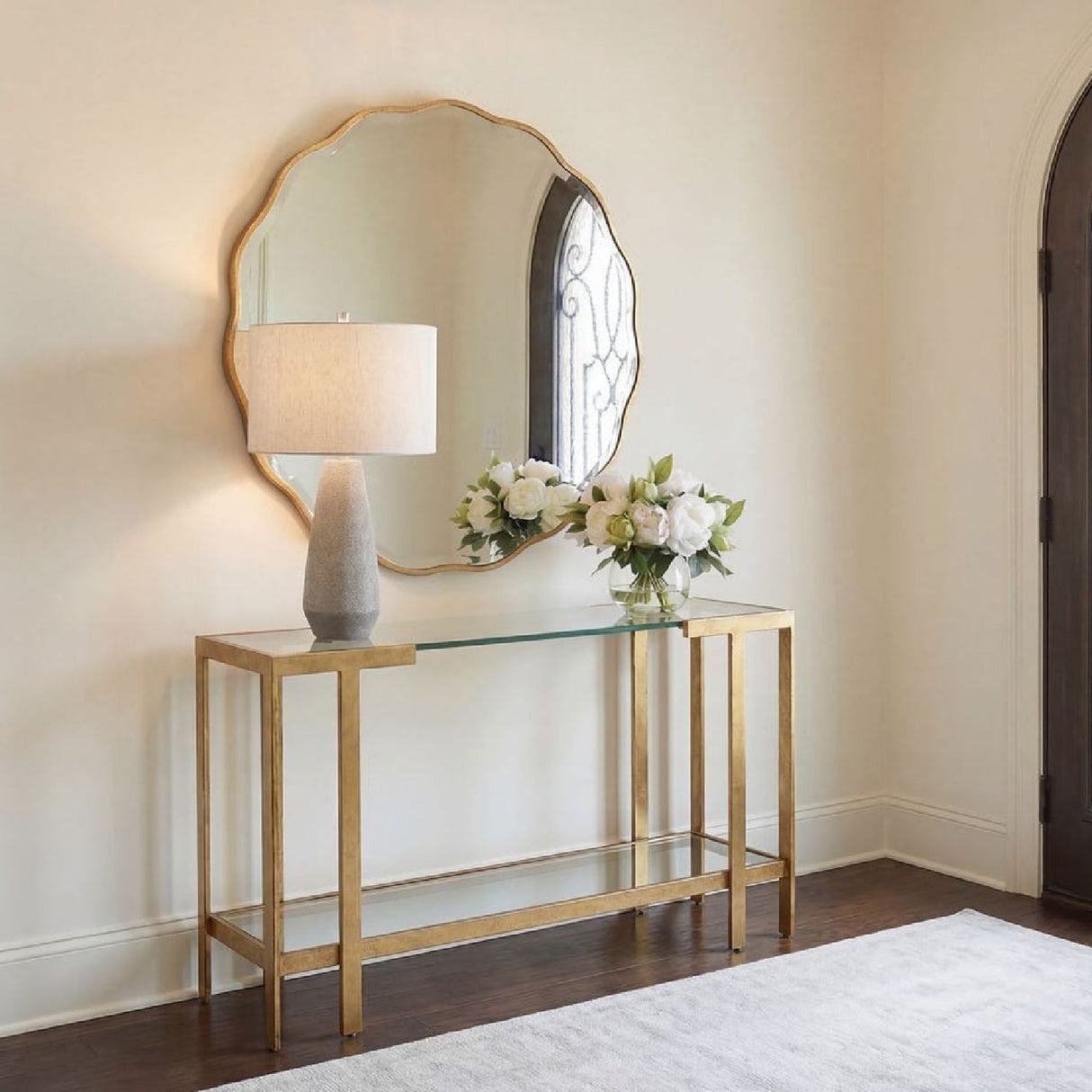 Gold Framed Glass Console Table by Uttermost Kendrick, alternate view 10