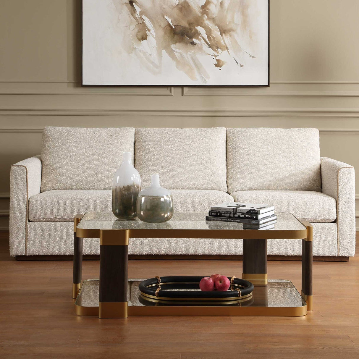 Modern European furniture - Gold Framed Rectangular Coffee Table - www.oroa.com