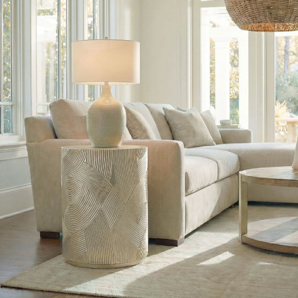 Gold Leaf Cylindrical Accent Table by Uttermost Cassandra, alternate view 2