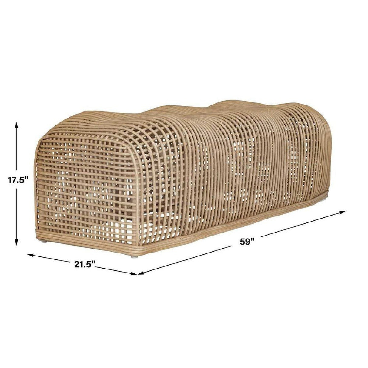 Natural Rattan Bench by Uttermost Tino, alternate view 6