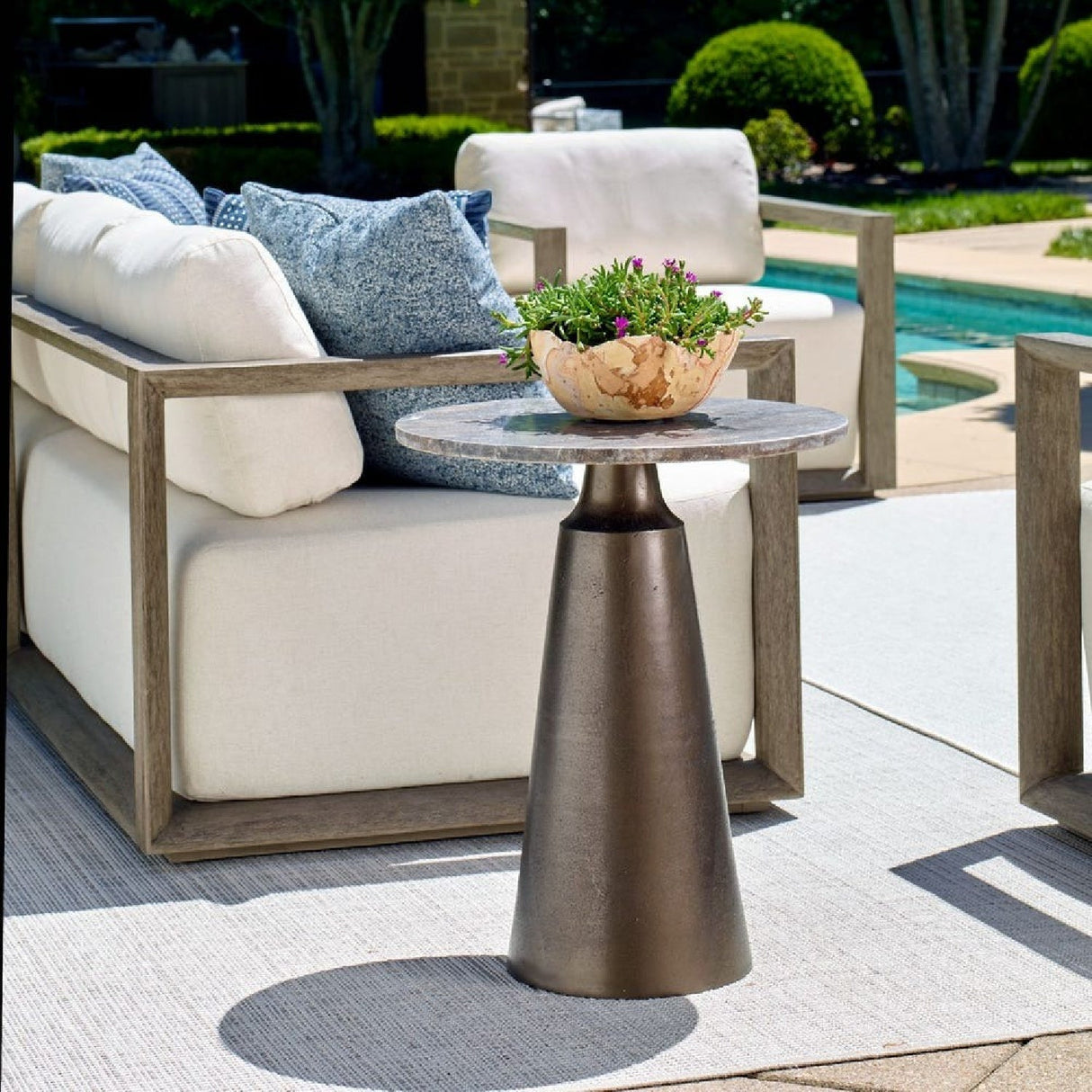 Round Bronze Indoor/Outdoor Accent Table by Uttermost Midsummer, alternate view 2