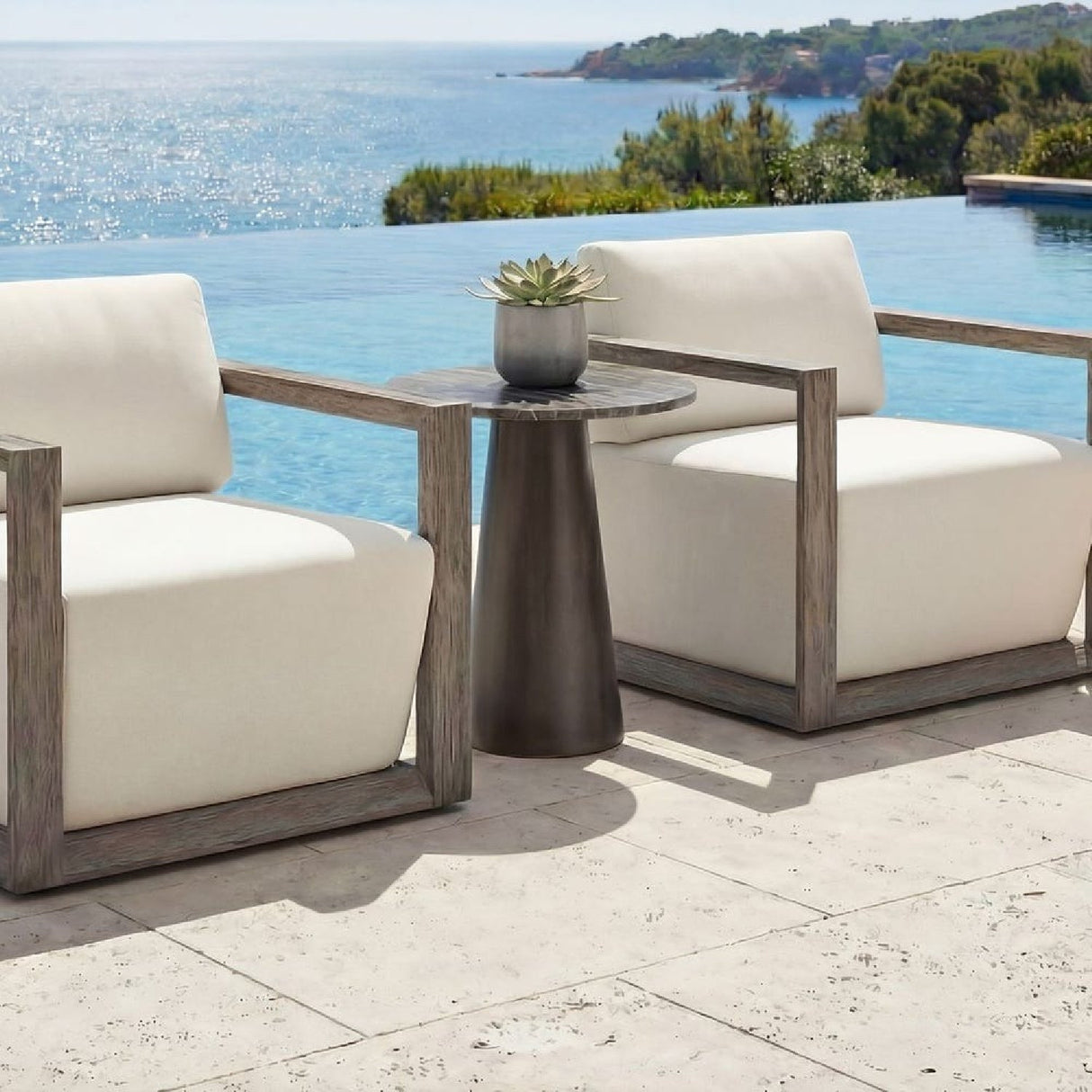 Round Bronze Indoor/Outdoor Accent Table by Uttermost Midsummer, alternate view 7