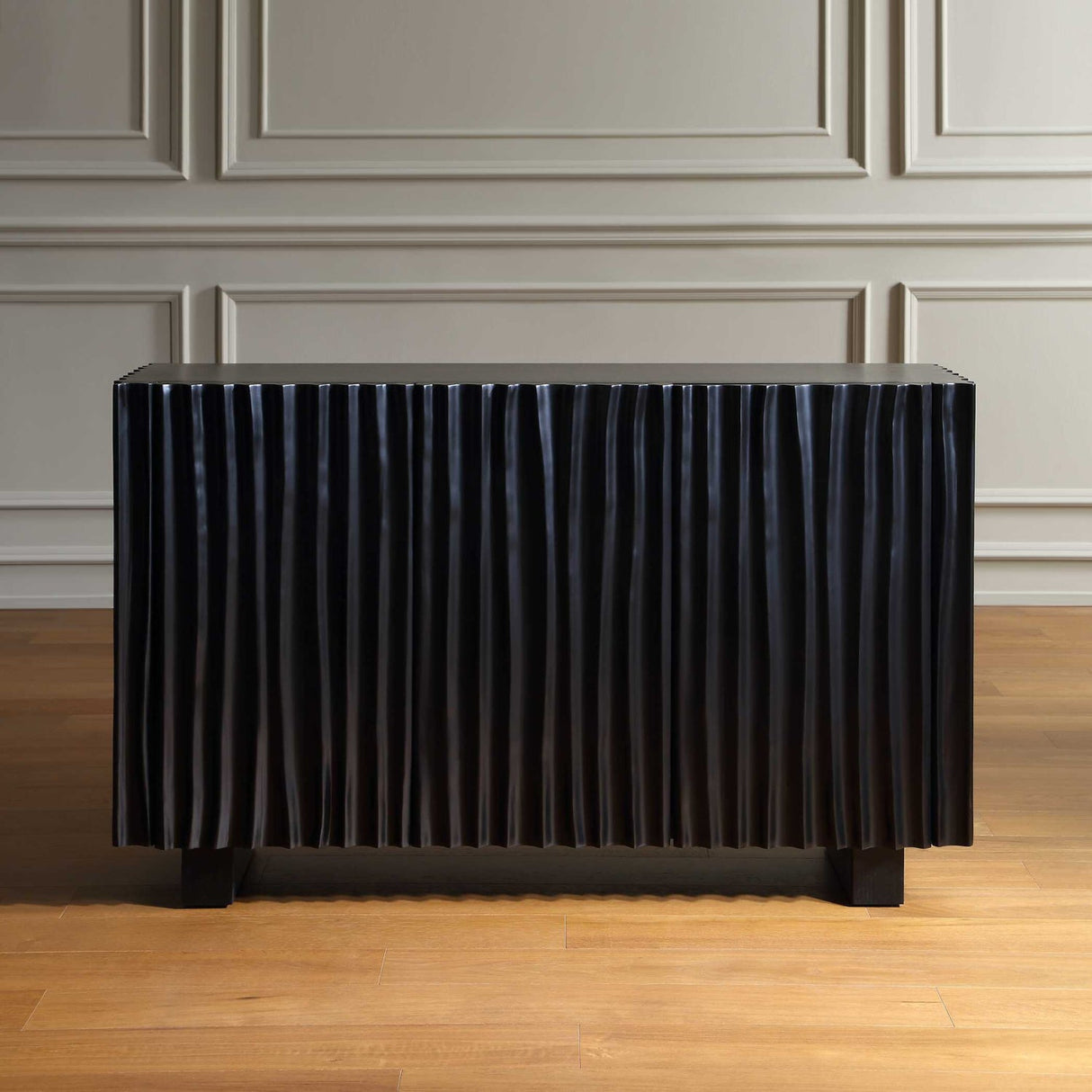 Black Carved Wooden 3-Door Cabinet by Uttermost Mercado, alternate view 11