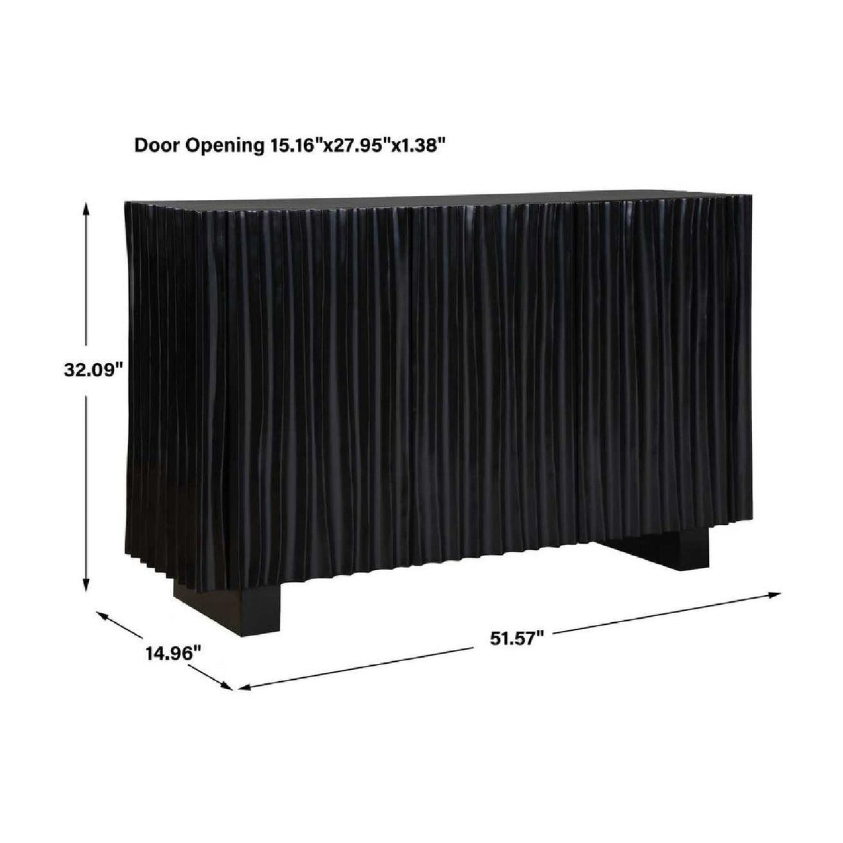 Black Carved Wooden 3-Door Cabinet by Uttermost Mercado, alternate view 12