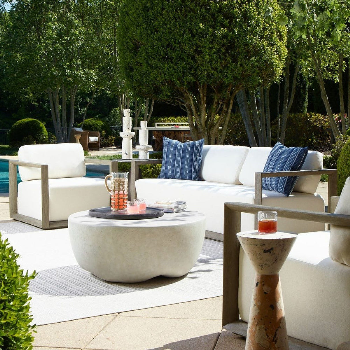 White Cushioned Outdoor Lounge Chair | Uttermost Remsen