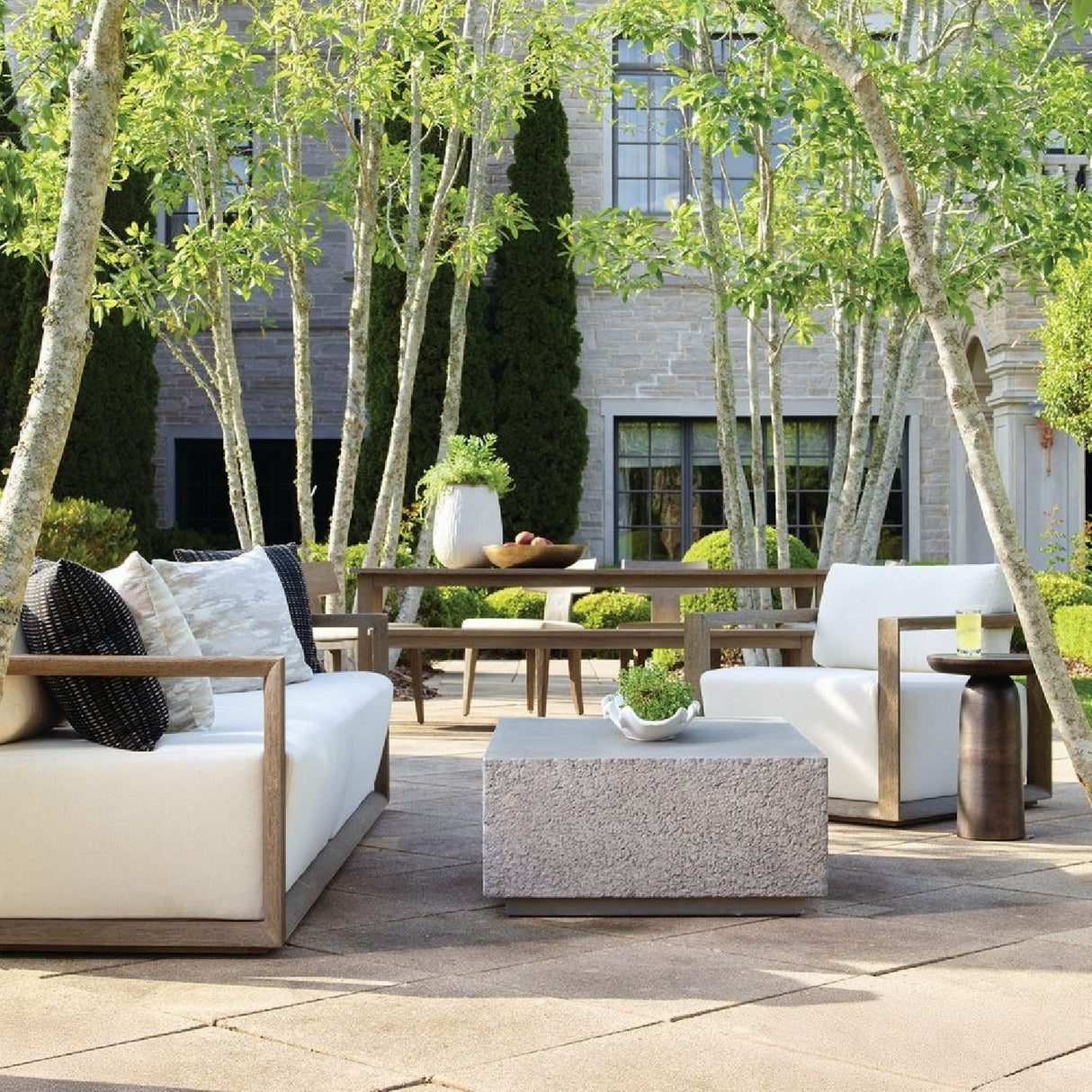 Modern European furniture - White Cushioned Outdoor Lounge Chair - www.oroa.com