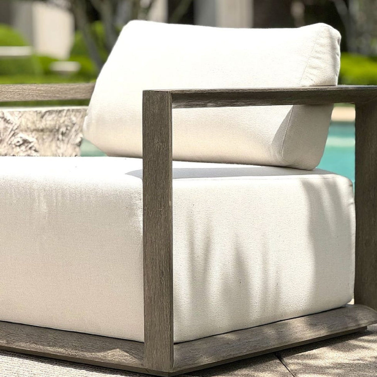 Modern European furniture - White Cushioned Outdoor Lounge Chair - www.oroa.com