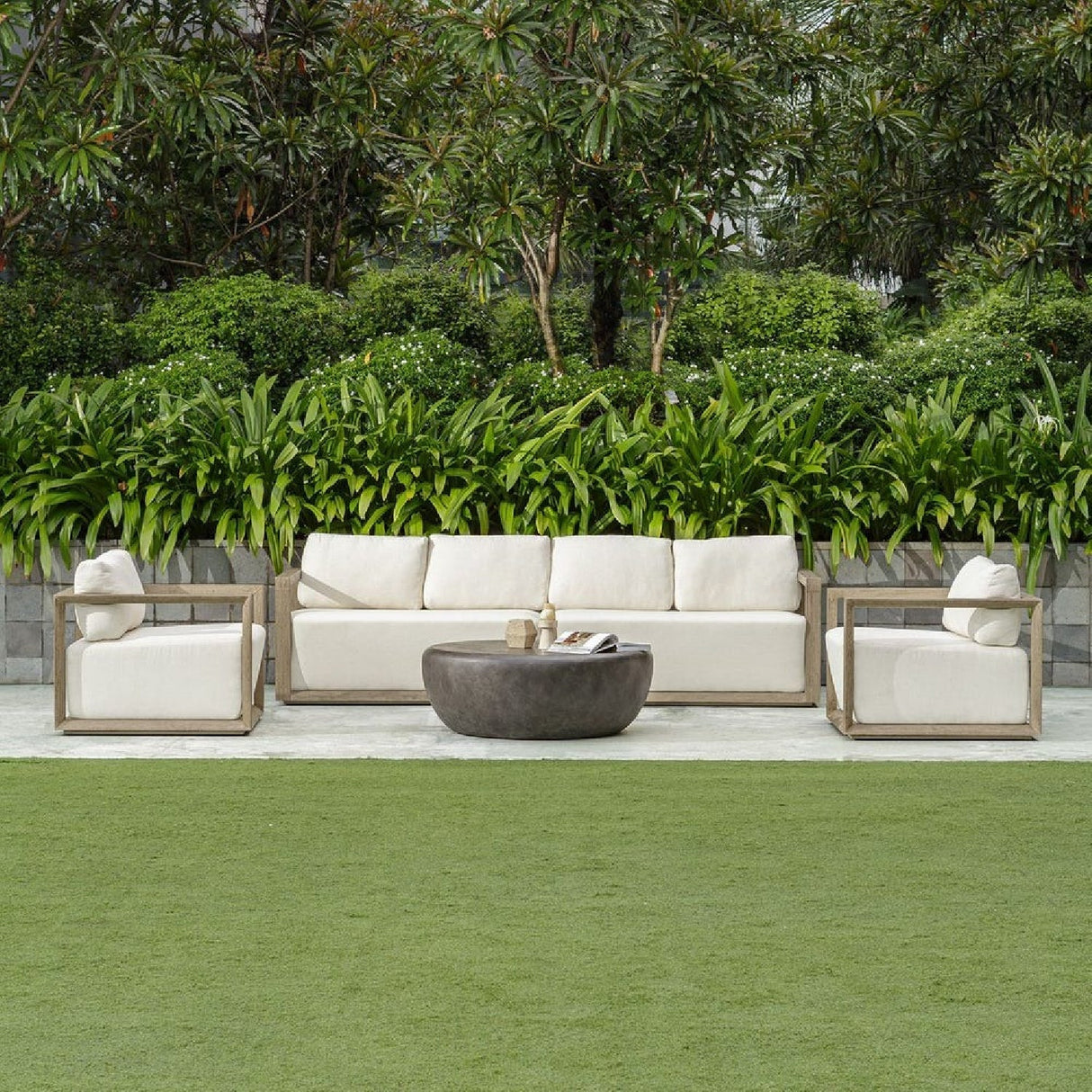 White Cushioned Outdoor Lounge Chair | Uttermost Remsen
