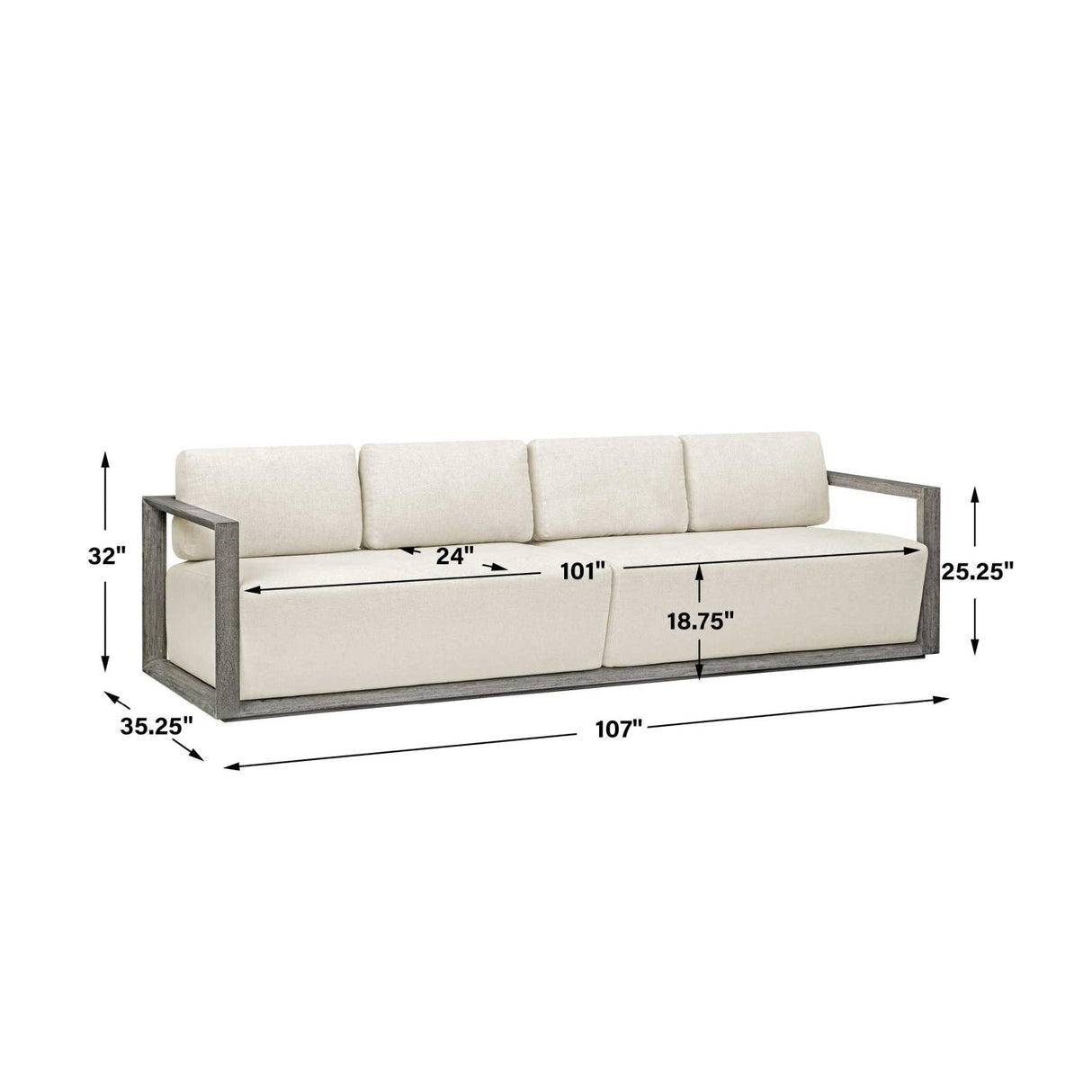 Gray Mahogany Outdoor 4-Seater Sofa by Uttermost Remsen, alternate view 14