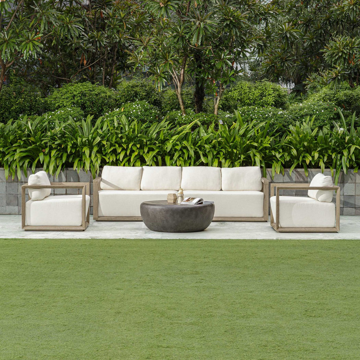 Modern European furniture - Gray Mahogany Outdoor 4-Seater Sofa - www.oroa.com