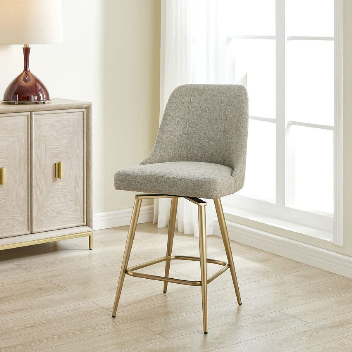 Taupe Fabric Counter Stool by Uttermost Bramwell, alternate view 2