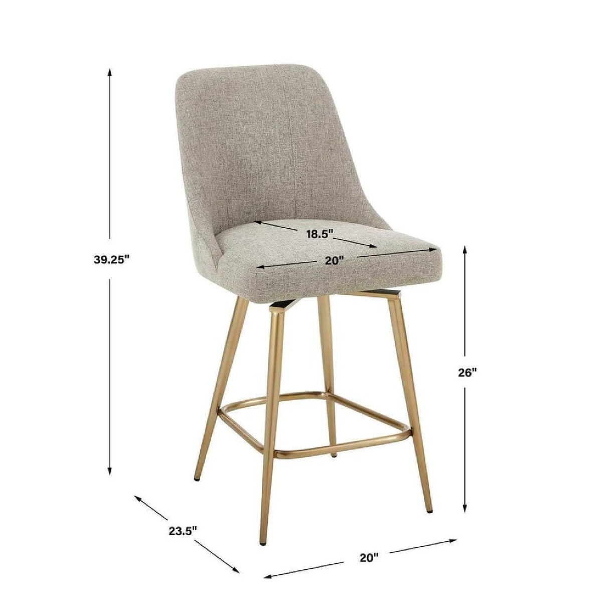 Taupe Fabric Counter Stool by Uttermost Bramwell, alternate view 8