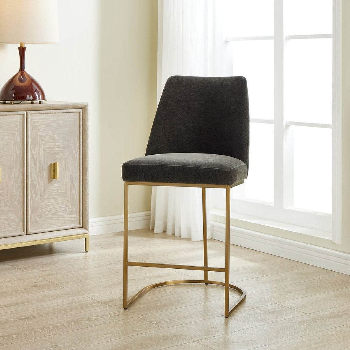 Gray Velvet Counter Stool by Uttermost Hanni, alternate view 2
