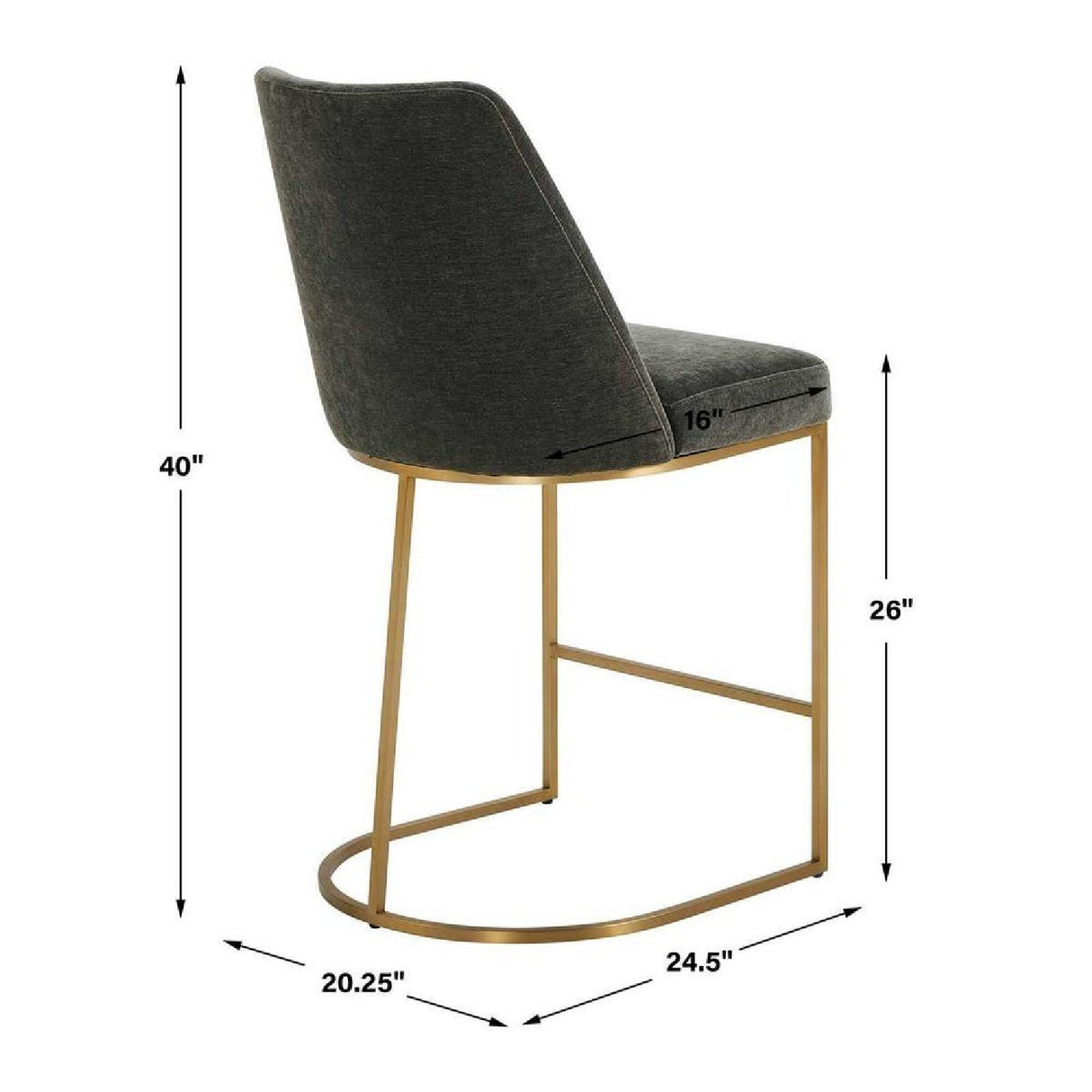 Gray Velvet Counter Stool | Oroa.com