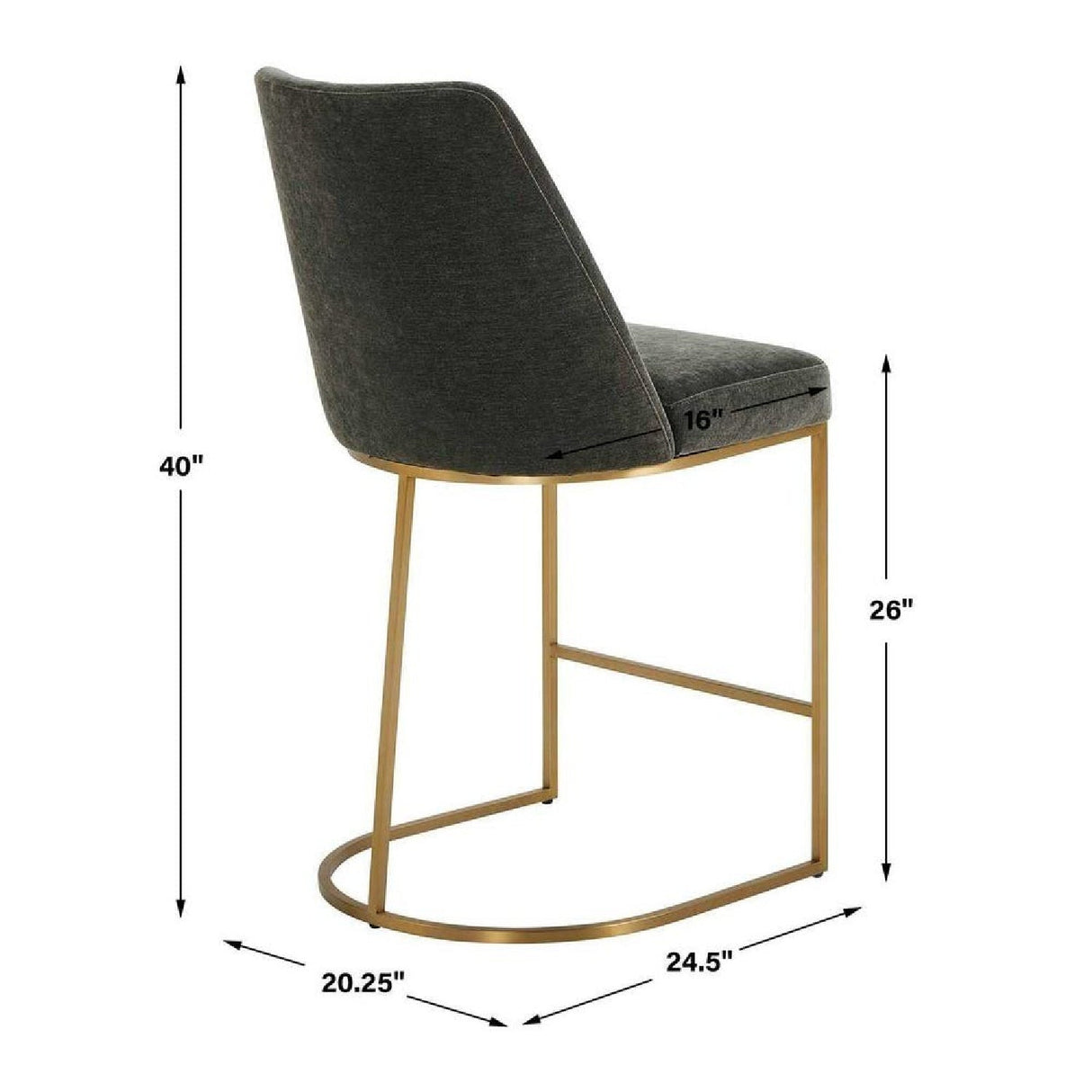Gray Velvet Counter Stool by Uttermost Hanni, alternate view 7