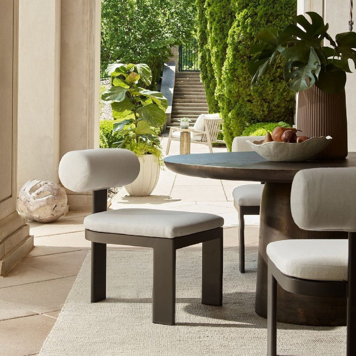 Aluminum Framed Outdoor Dining Chair | Uttermost Bolster Back [- www.oroa.com