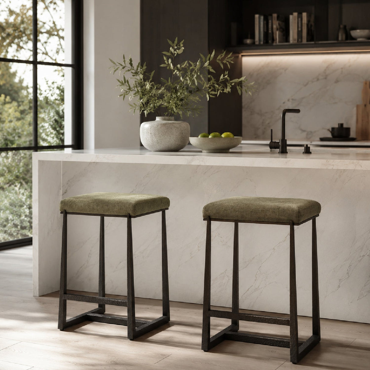 Modern European furniture - Green Fabric Counter Stool - www.oroa.com