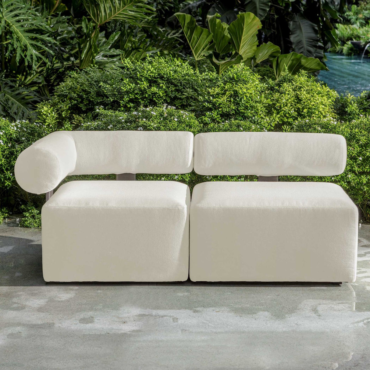 White Fabric Outdoor Sofa by Uttermost Bolster, alternate view 11