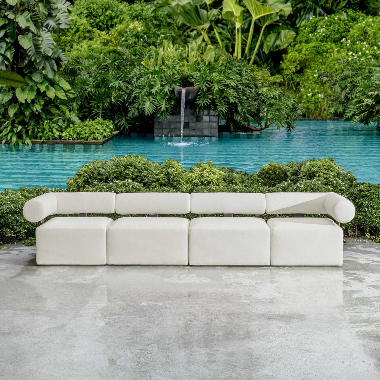 White Fabric Outdoor Sofa by Uttermost Bolster, alternate view 13