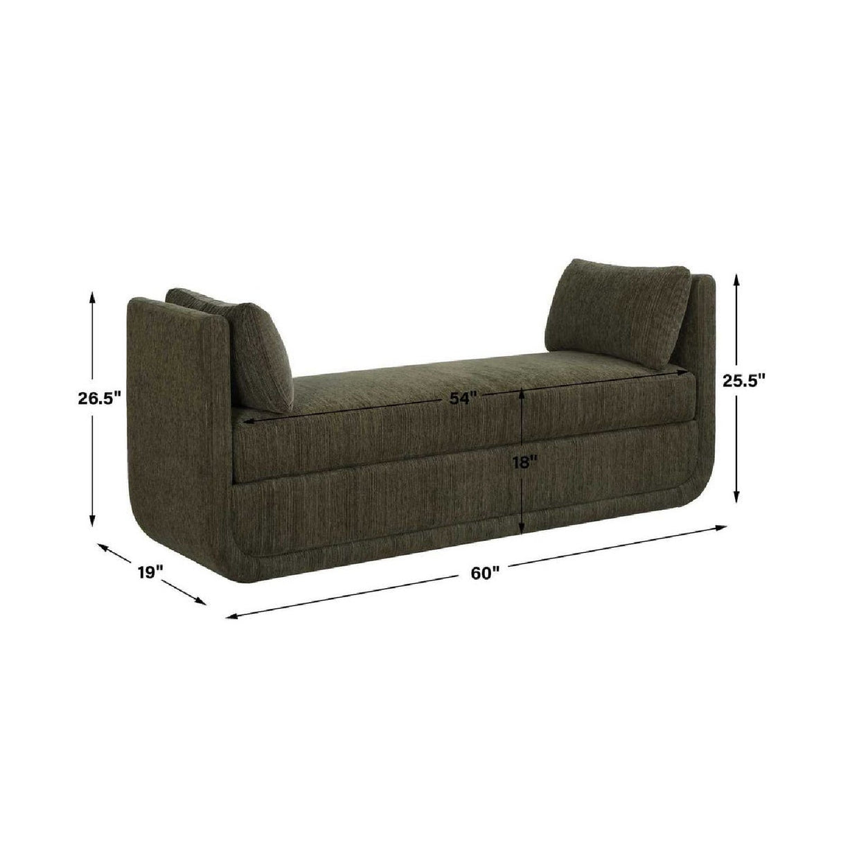 Textured Chenille Oversized Bench by Uttermost Abound, alternate view 7