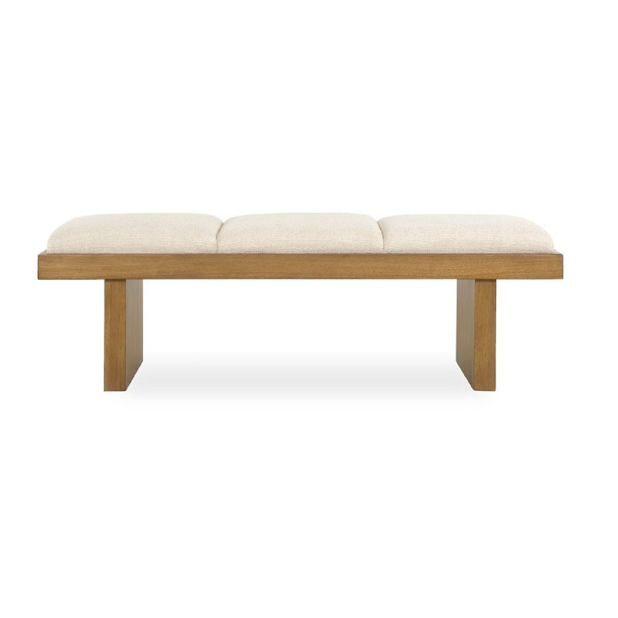 Wood Framed White Boucle Bench by Uttermost Haden