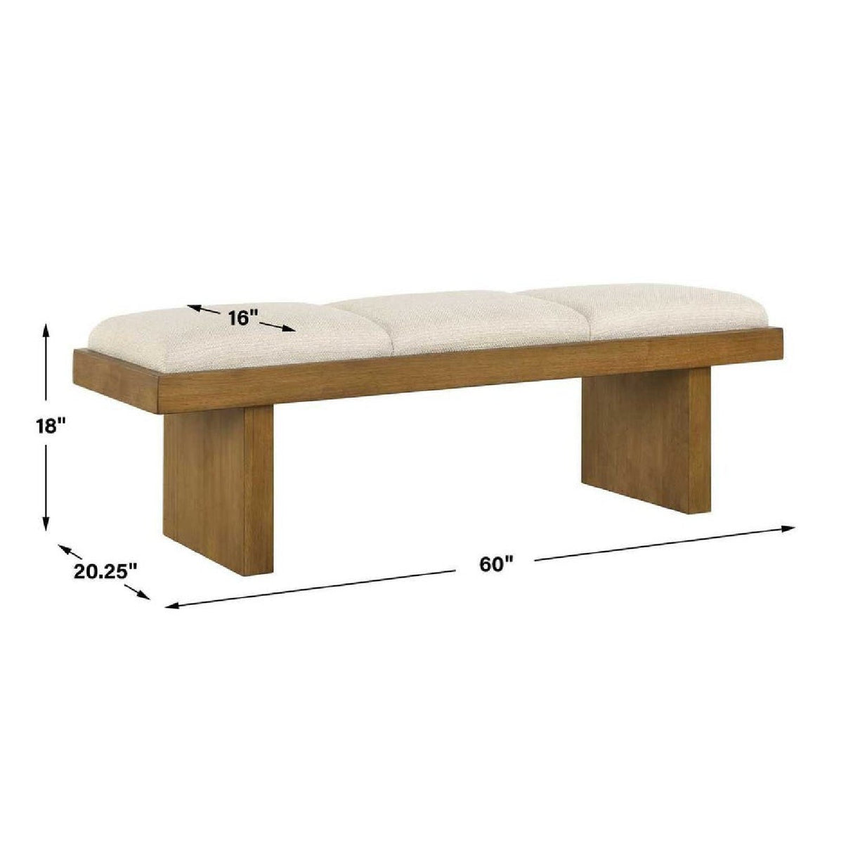 Wood Framed White Boucle Bench by Uttermost Haden, alternate view 5