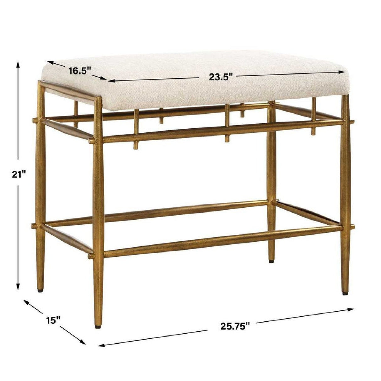 White Chenille Bench S by Uttermost Karleen, alternate view 5