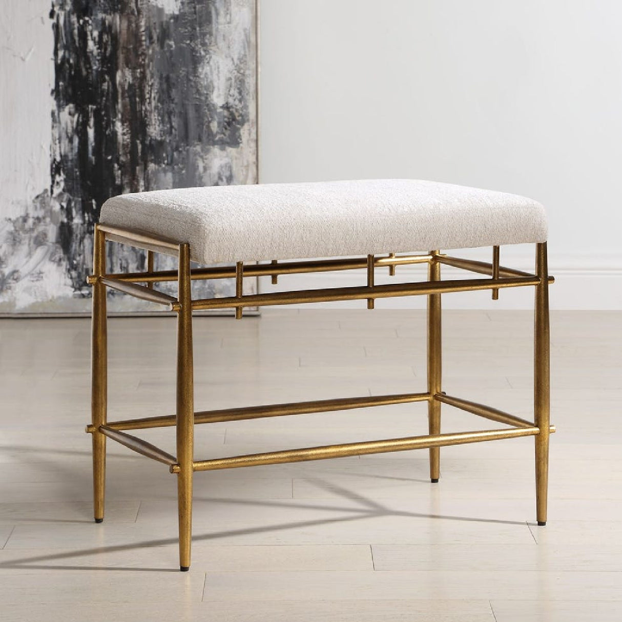White Chenille Bench S | Oroa.com
