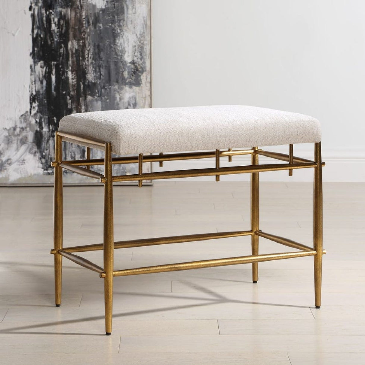 White Chenille Bench S by Uttermost Karleen, alternate view 9