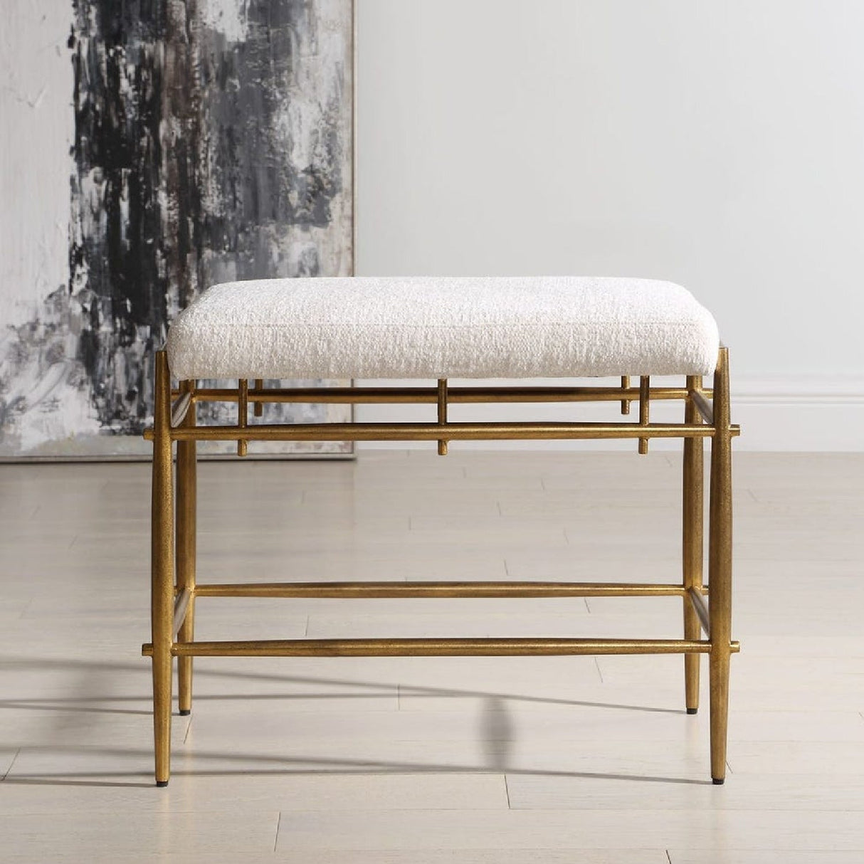 White Chenille Bench S by Uttermost Karleen, alternate view 8