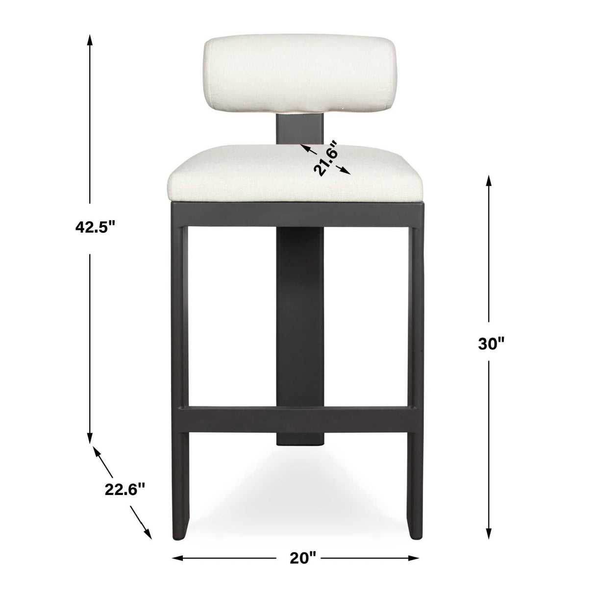 White Padded Outdoor Bar Stool by Uttermost Bolster, alternate view 11