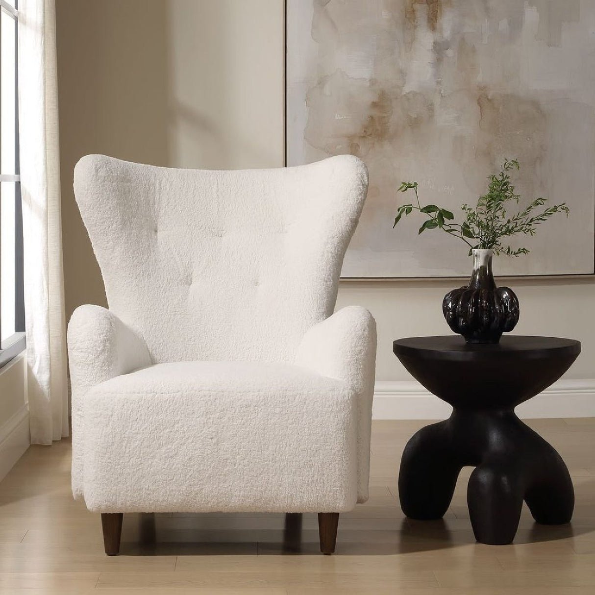 White Sheepskin Wingback Lounge Chair by Uttermost Ingel, alternate view 10