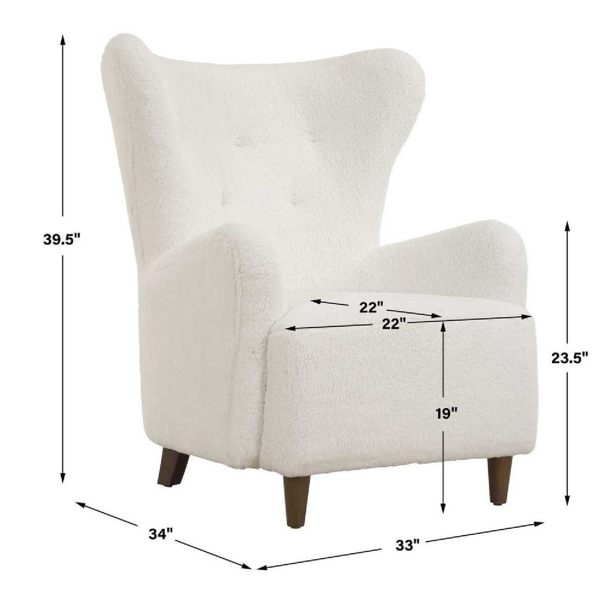 White Sheepskin Wingback Lounge Chair by Uttermost Ingel, alternate view 9