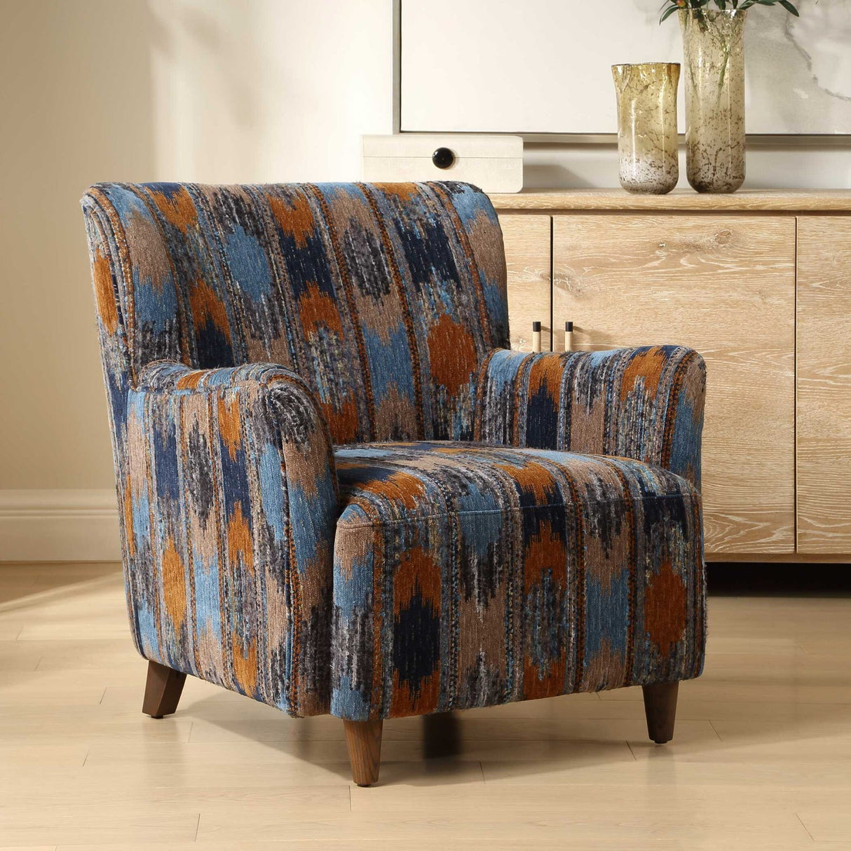 Ikat Print Chenille Lounge Chair by Uttermost Lainey, alternate view 11