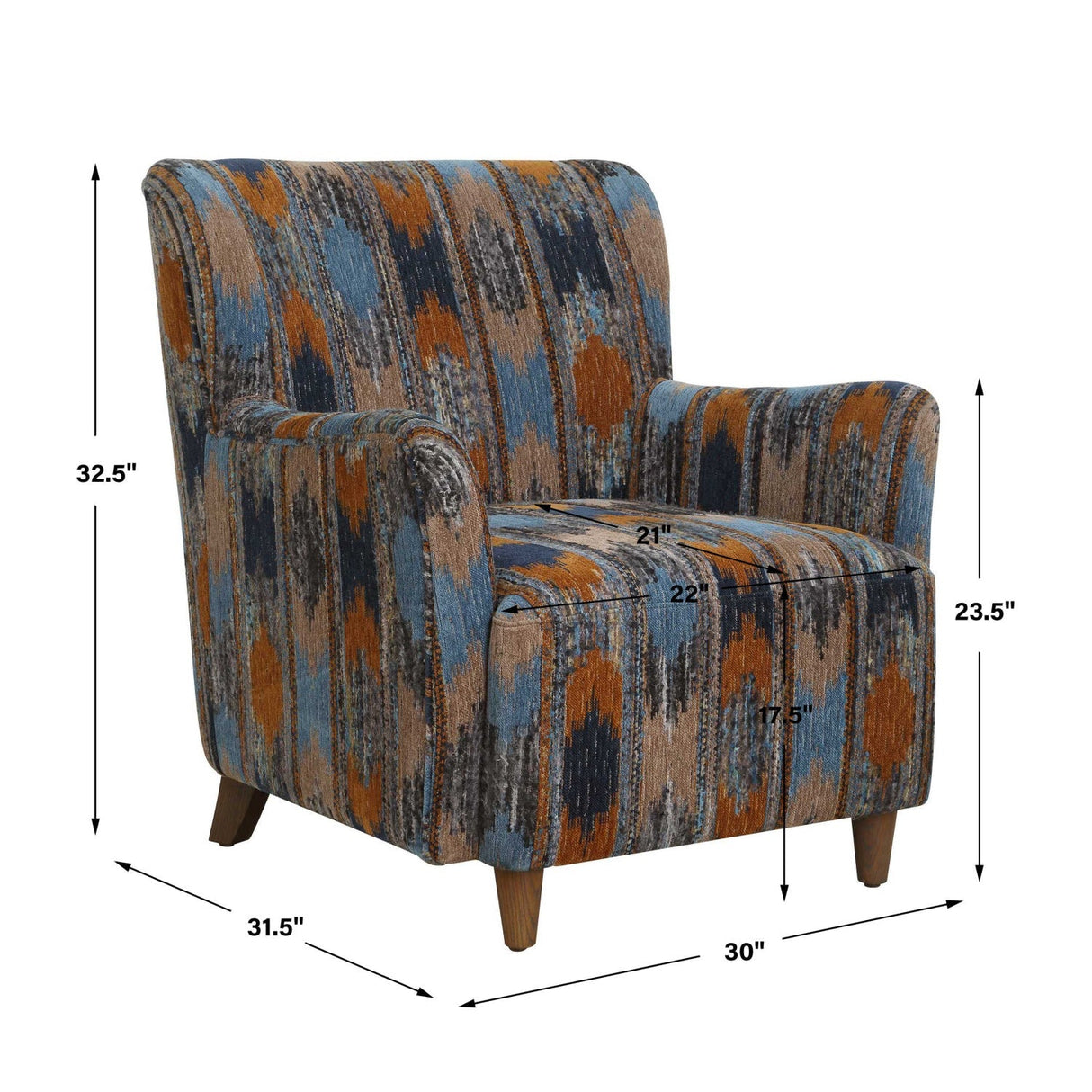 Ikat Print Chenille Lounge Chair by Uttermost Lainey, alternate view 12