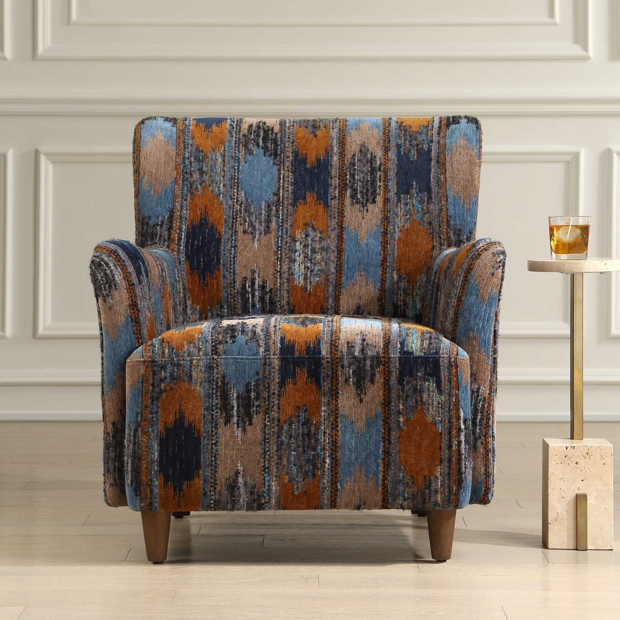 Ikat Print Chenille Lounge Chair by Uttermost Lainey, alternate view 9
