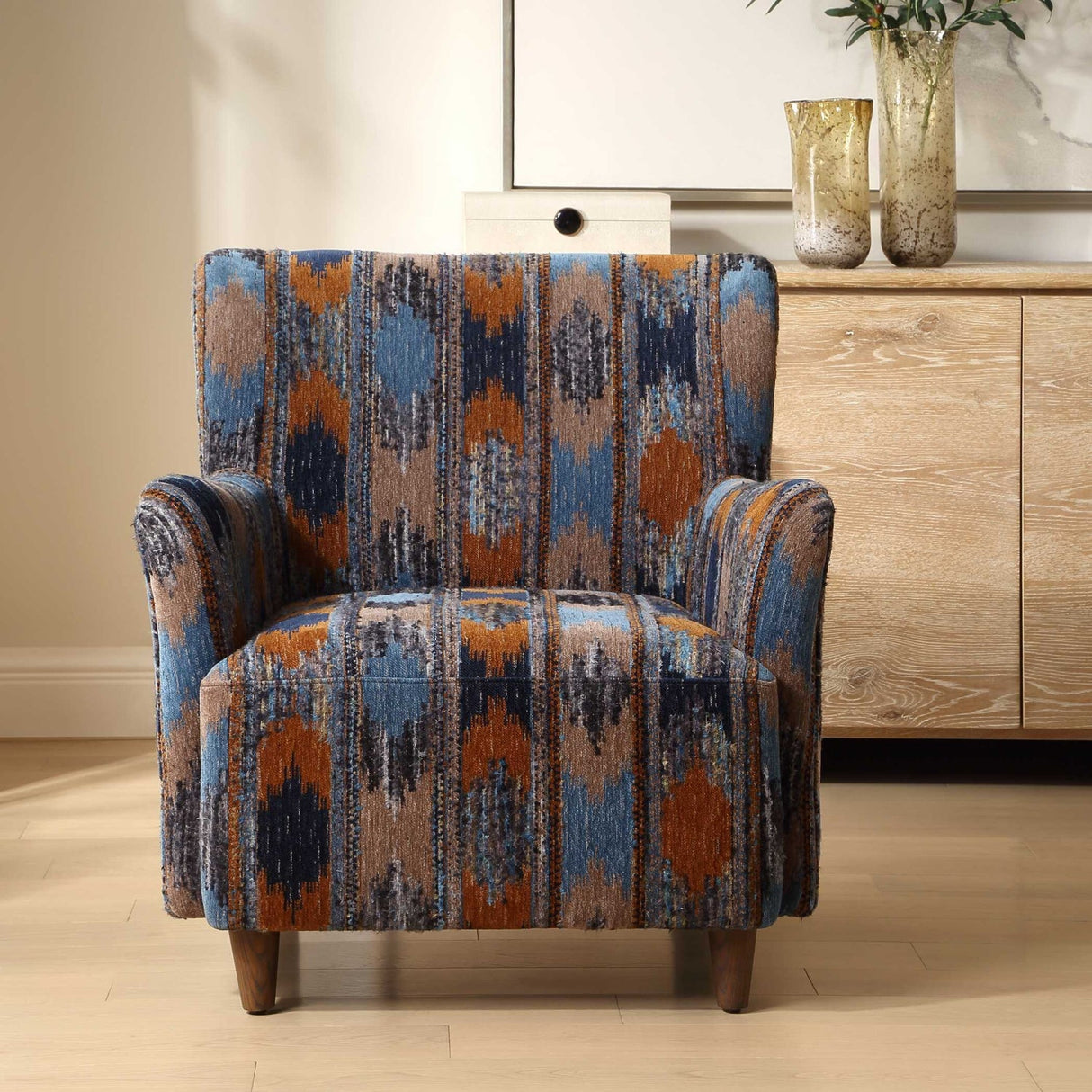 Ikat Print Chenille Lounge Chair by Uttermost Lainey, alternate view 10