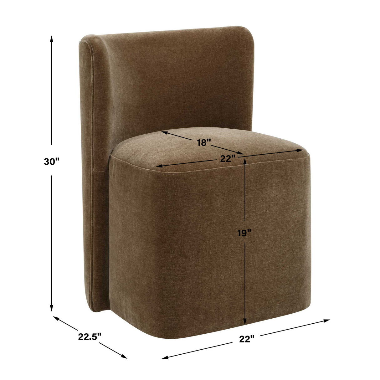 Brown Velvet Caster Dining Chair by Uttermost Outlook, alternate view 10