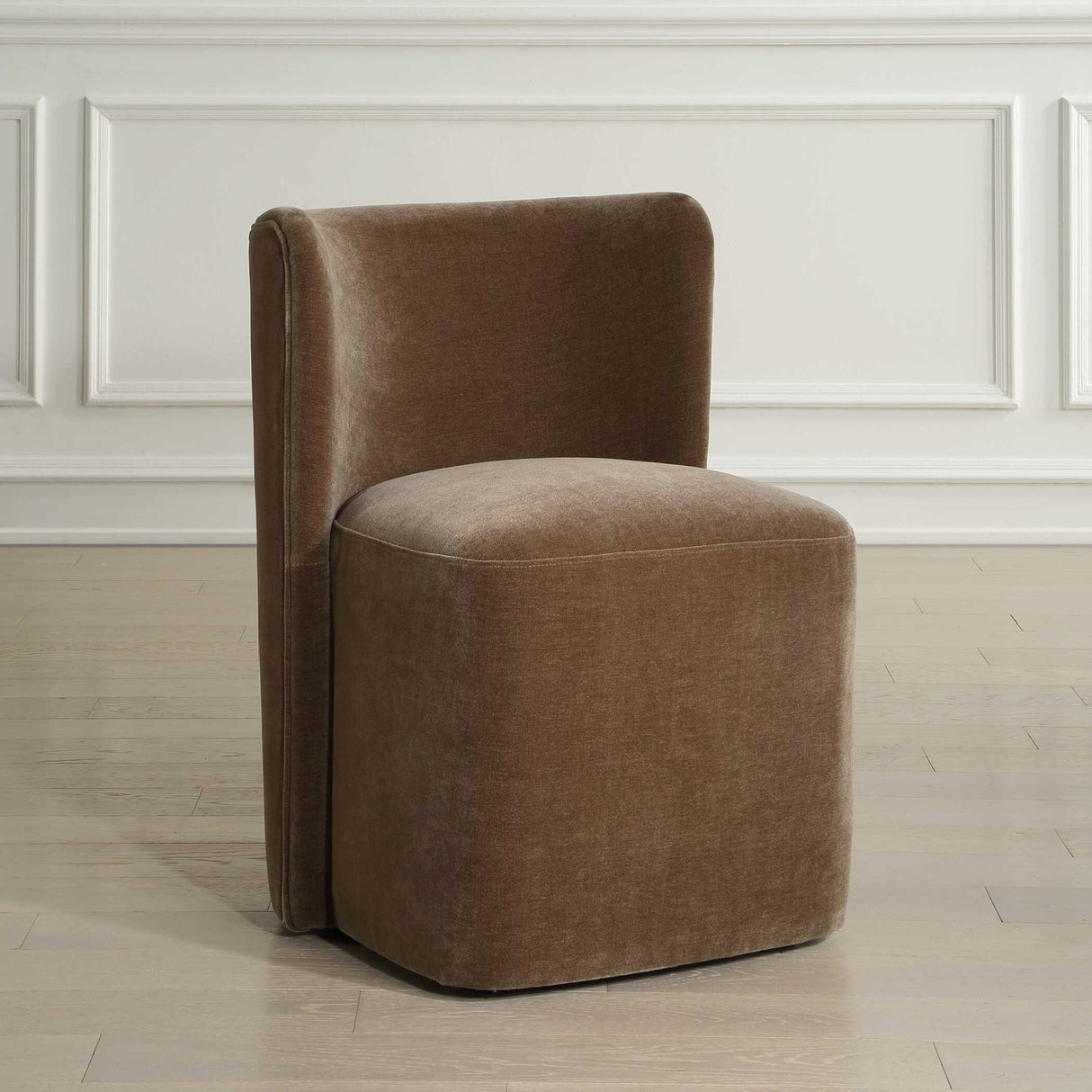 Brown Velvet Caster Dining Chair by Uttermost Outlook, alternate view 8