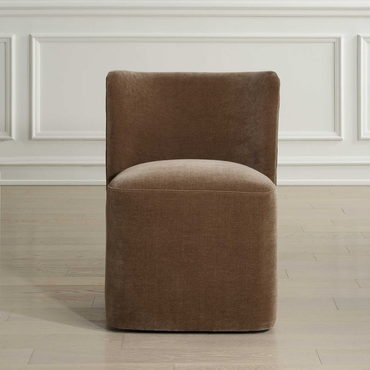 Brown Velvet Caster Dining Chair by Uttermost Outlook, alternate view 9