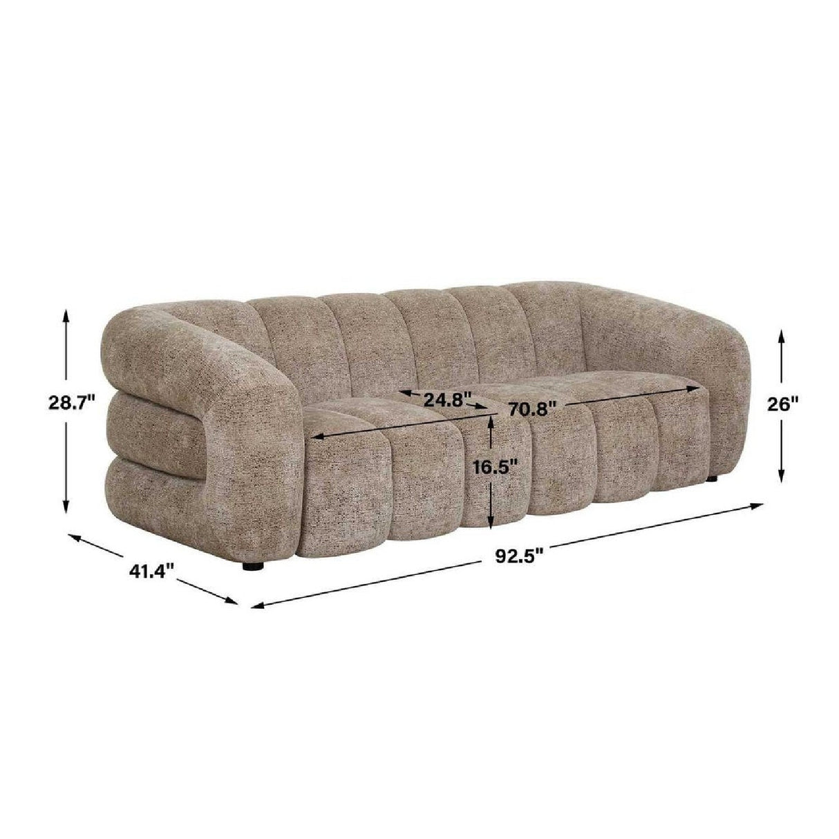 Beige Chenille Channeled Sofa by Uttermost Modella, alternate view 7