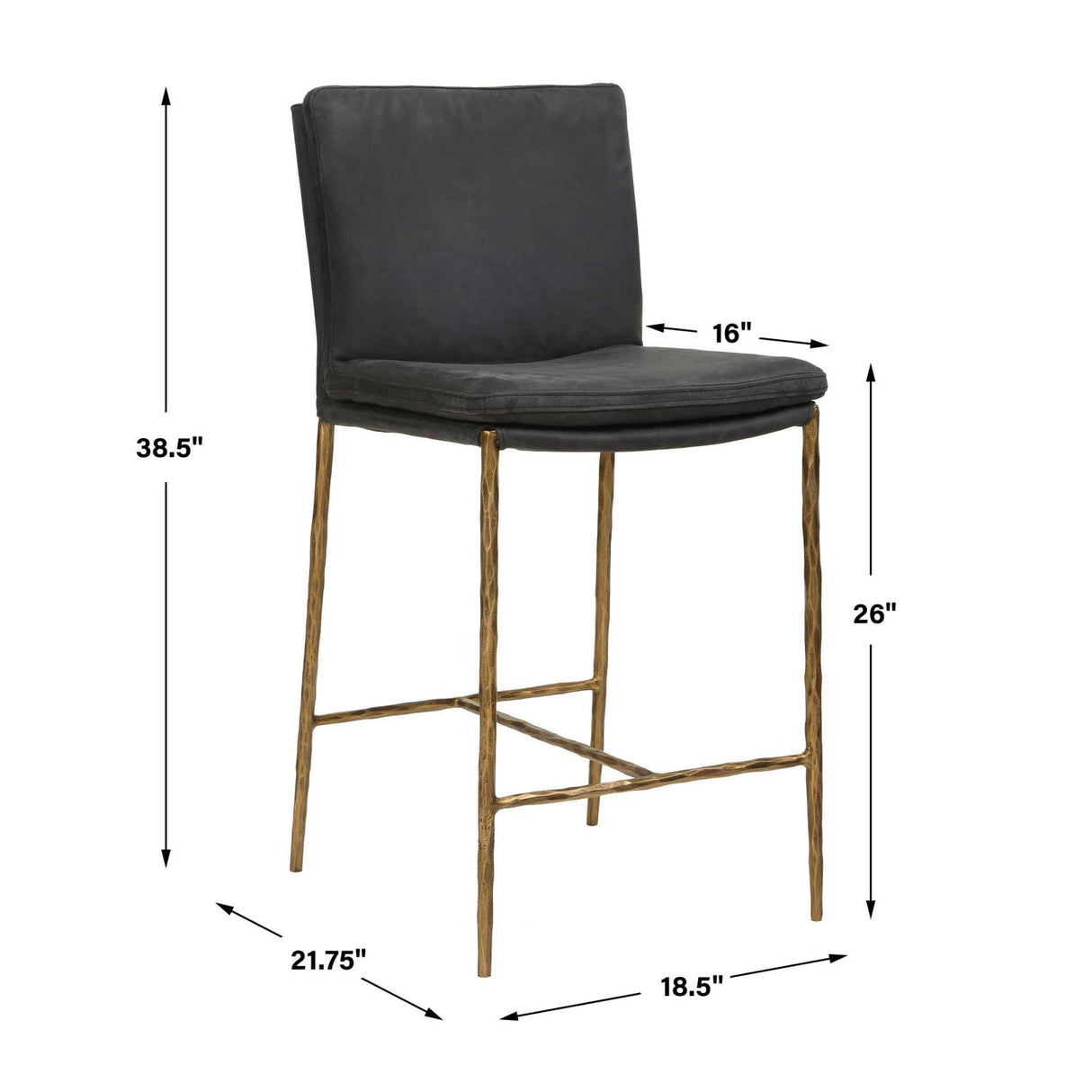 Gray Leather Counter Stool by Uttermost Ascend, alternate view 11